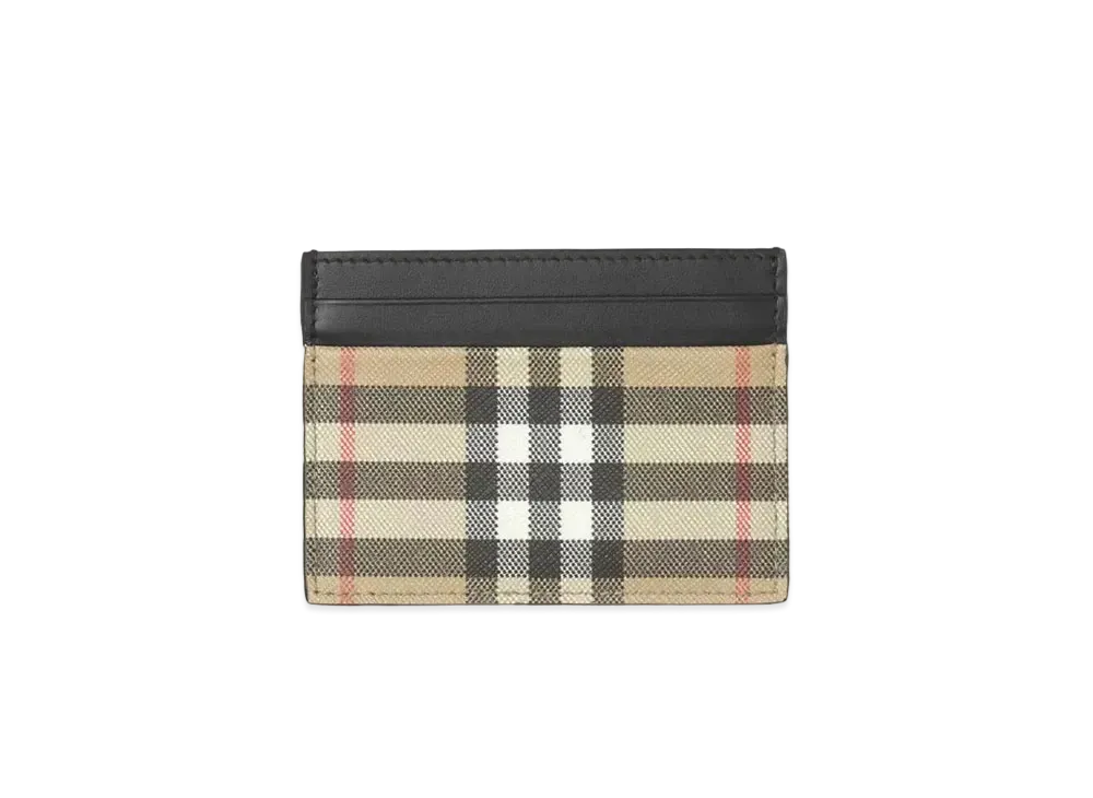 BURBERRY Vintage Check E Canvas & Leather Card Case "Archive Beige"