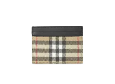 BURBERRY Vintage Check E Canvas & Leather Card Case "Archive Beige"