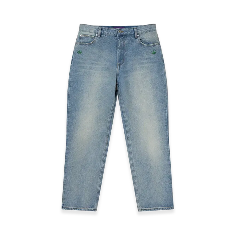 BlackEyePatch Weed Icon Baggy Jeans "Indigo"