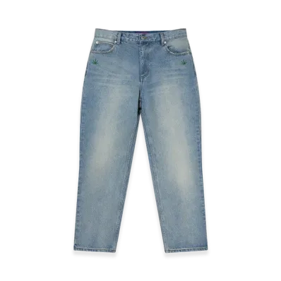 BlackEyePatch Weed Icon Baggy Jeans "Indigo"