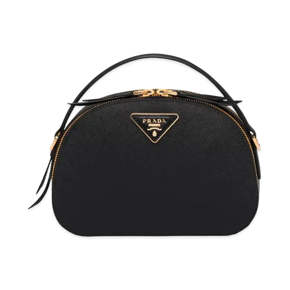PRADA Saffiano Leather Odette Shoulder Bag "Black"