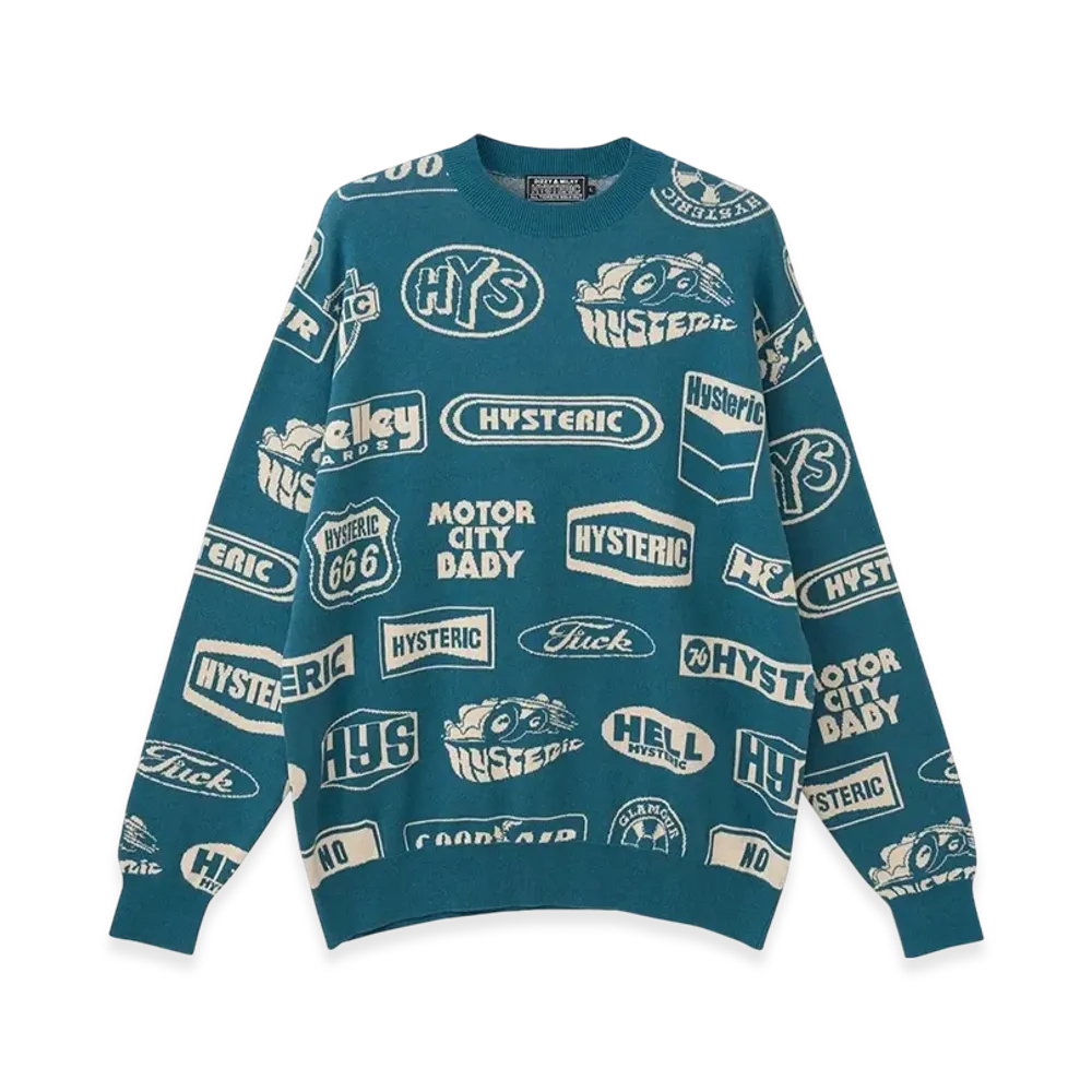 HYSTERIC GLAMOUR Classic Hys Pattern Sweater "Blue"
