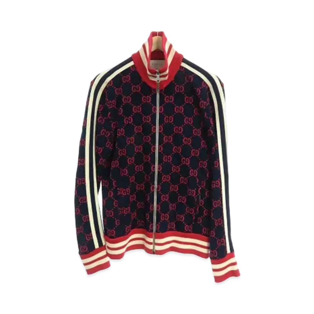 GUCCI GG Jacquard Technical Blouson "Navy/Red"