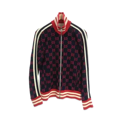 GUCCI GG Jacquard Technical Blouson "Navy/Red"