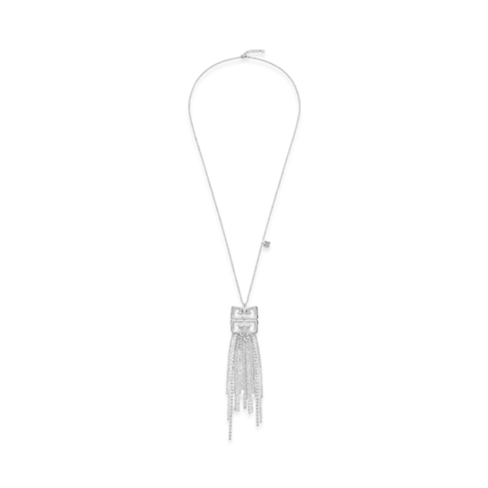 GIVENCHY 4G Liquid Necklace In Metal With Crystals Fringes "Silver"