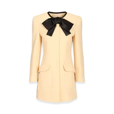 Valentino Women's Wool Crepe Caban Jacket With Bow "White"