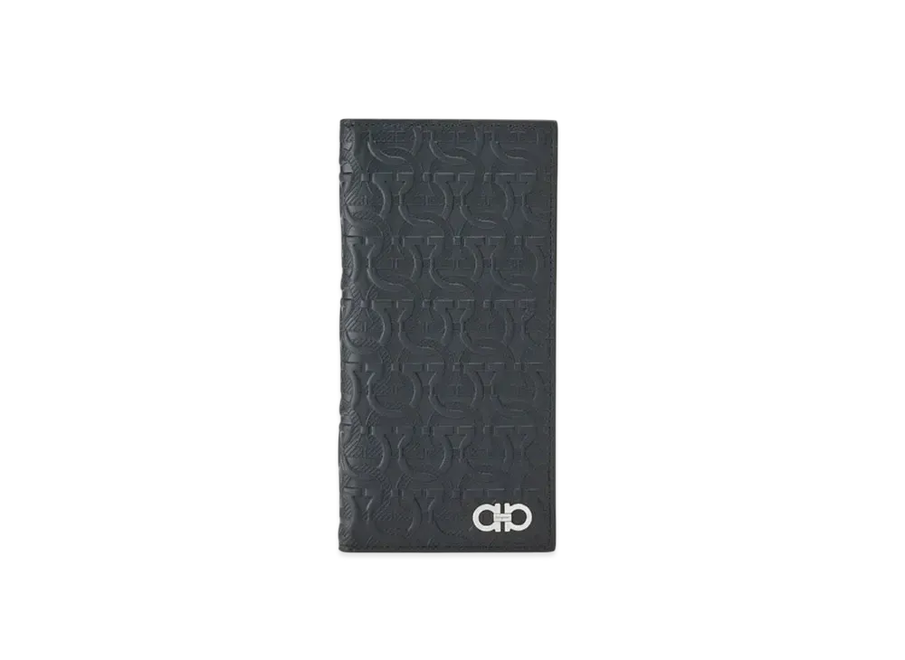 Salvatore Ferragamo Gancini Emboss Long Wallet "Black"