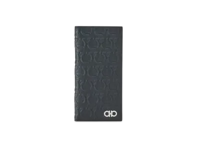 Salvatore Ferragamo Gancini Emboss Long Wallet "Black"
