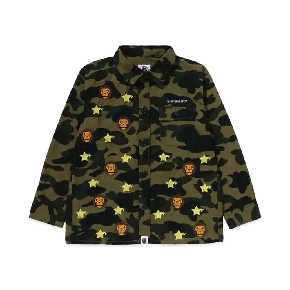 A BATHING APE 1st Camo Baby Milo Sta Military Shirt "Green"