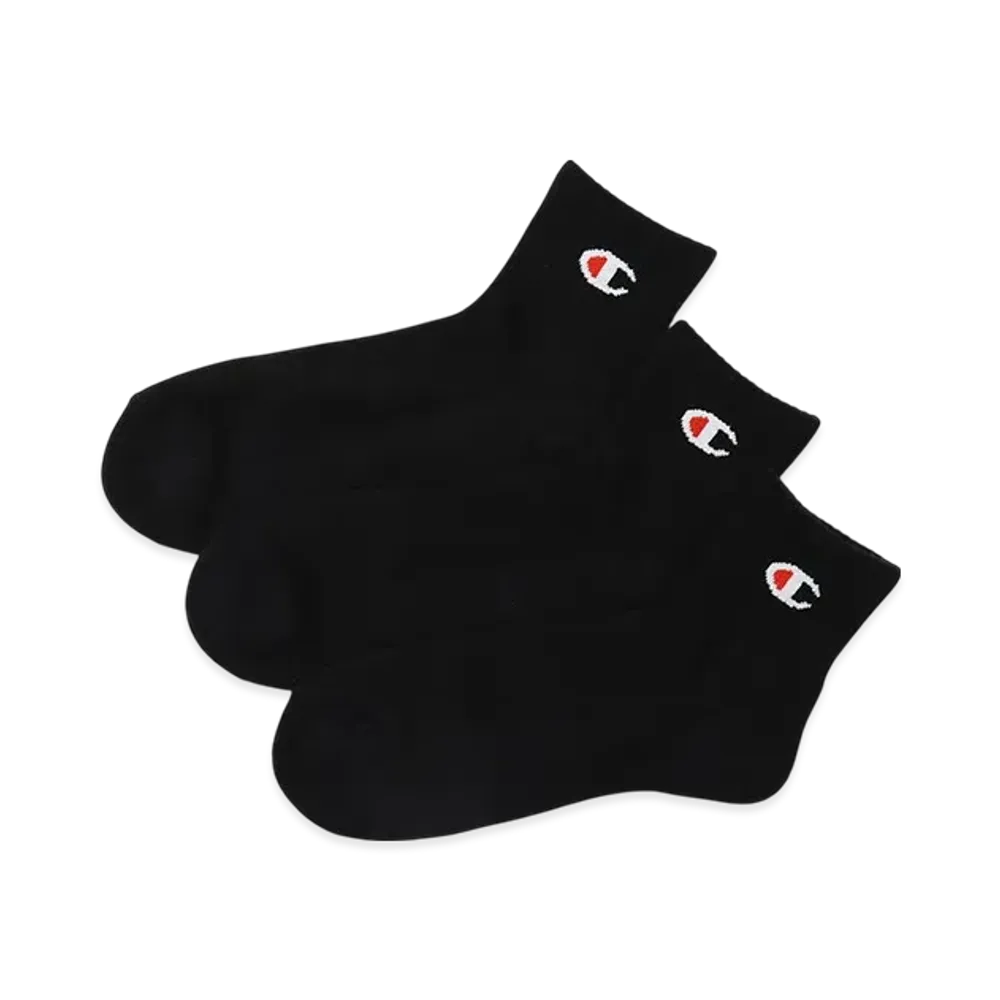 Champion 3-Pair Quarter Length Socks "Black"