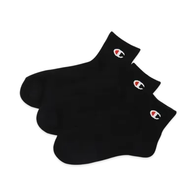 Champion 3-Pair Quarter Length Socks "Black"