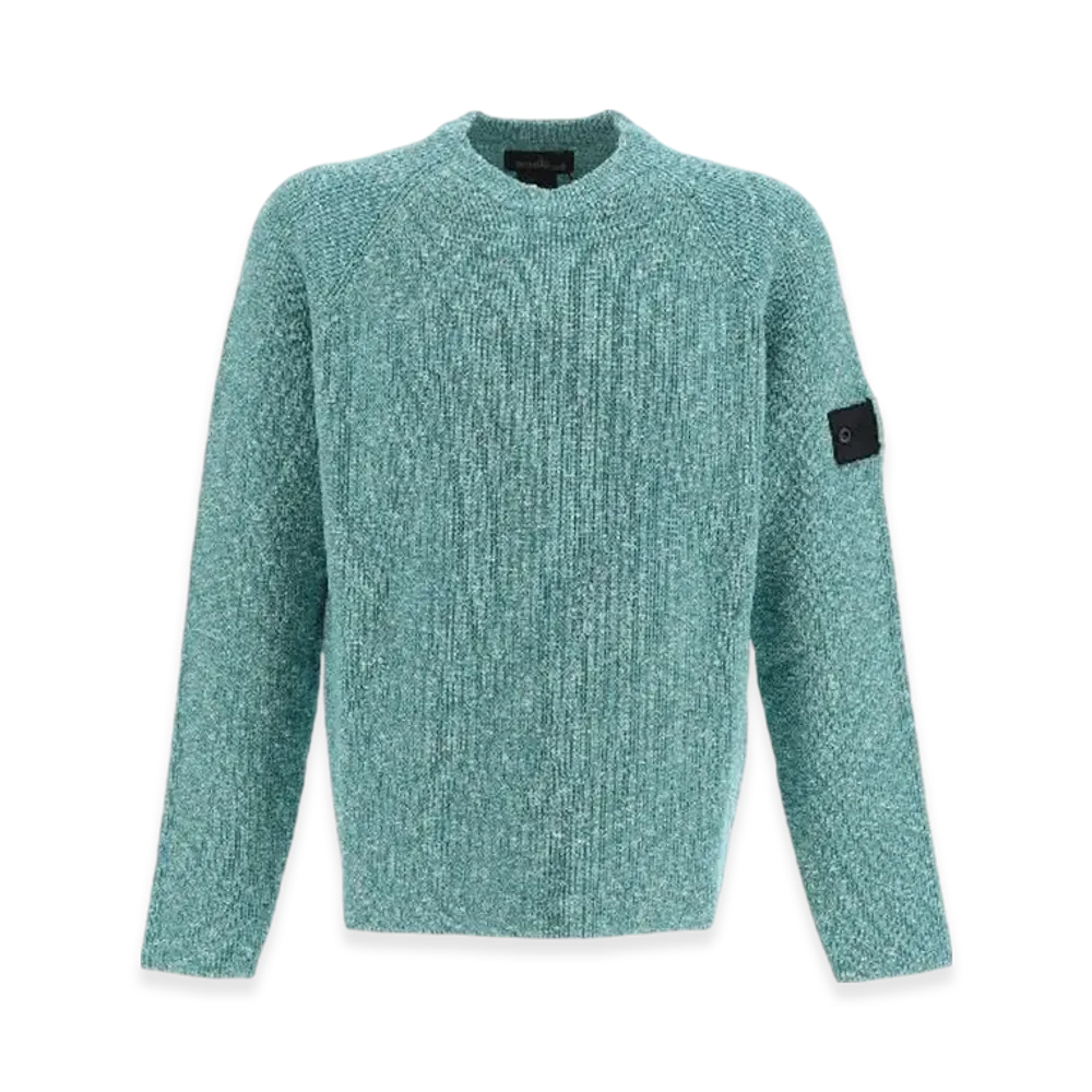 Stone Island Shadow Project 5121R Patterned Slub Dry Yarn Mock Neck Knit - 23SS "Turquoise"