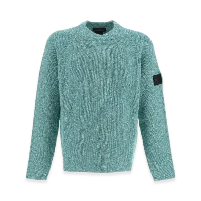 Stone Island Shadow Project 5121R Patterned Slub Dry Yarn Mock Neck Knit - 23SS "Turquoise"
