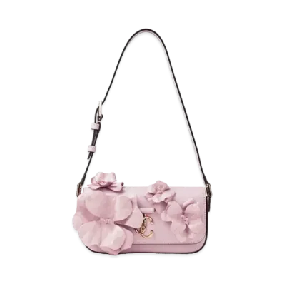 Jimmy Choo Avenue Mini Shoulder Leather Mini Shoulder Bag With Flowers "Rose/Light Gold"