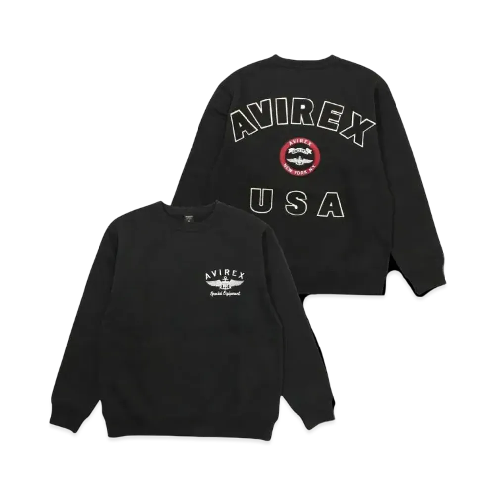 AVIREX Varsity Logo Crew Neck Sweat "Black"