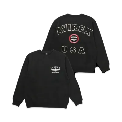 AVIREX Varsity Logo Crew Neck Sweat "Black"