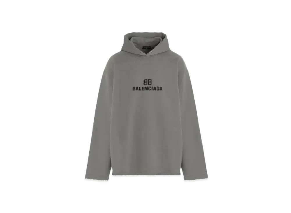 BALENCIAGA Distressed BB Pixel Hoodie "Taupe"