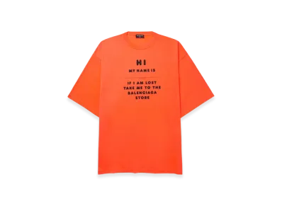 BALENCIAGA Slogan Print Wide Fit T-Shirt "Fluo Orange"