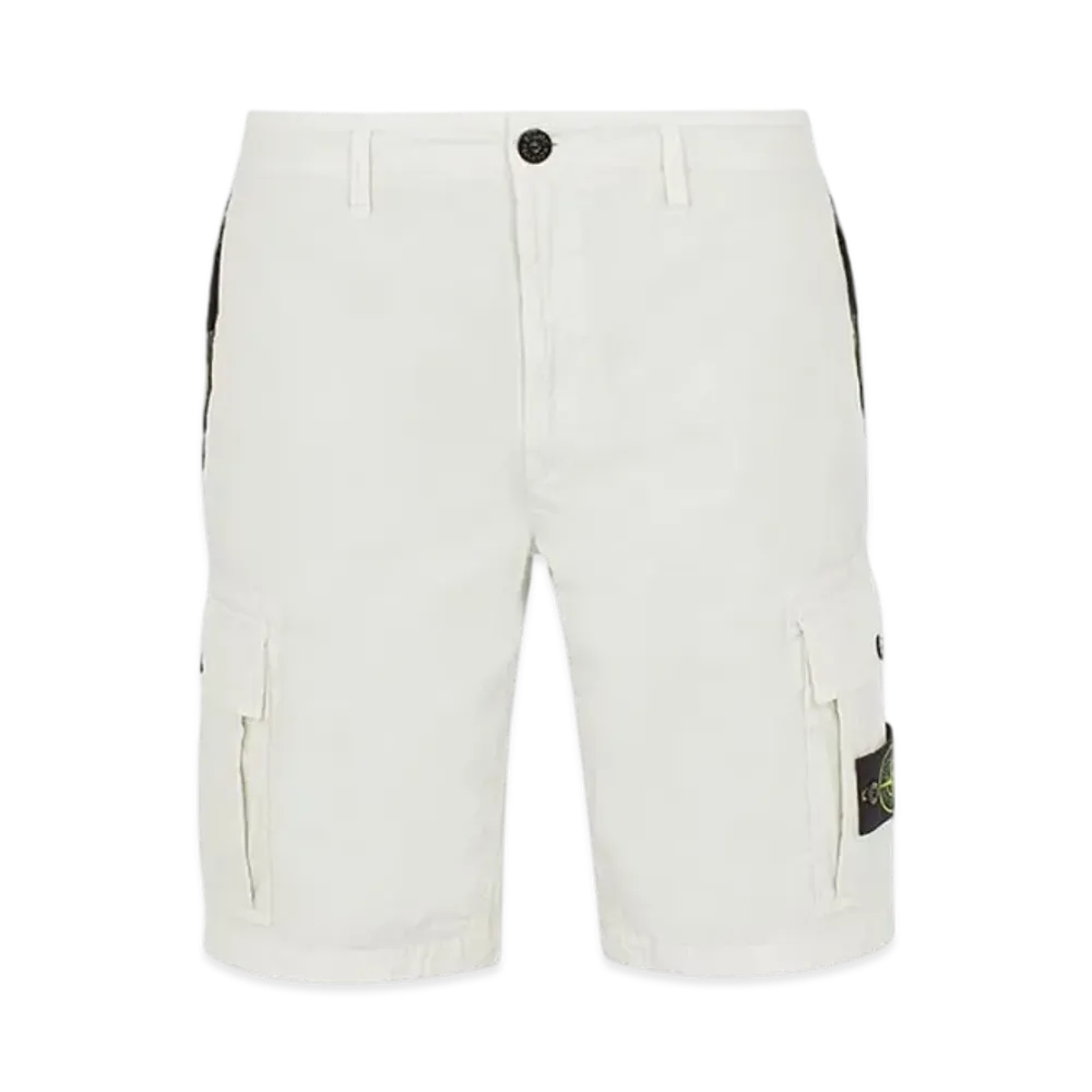 Stone Island L1119 Cotton Twill Bermuda Cargo Shorts - 22SS "White"