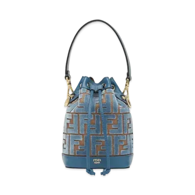 FENDI Mon Tresor FF Jacquard Velvet Mini Bag "Light Blue"