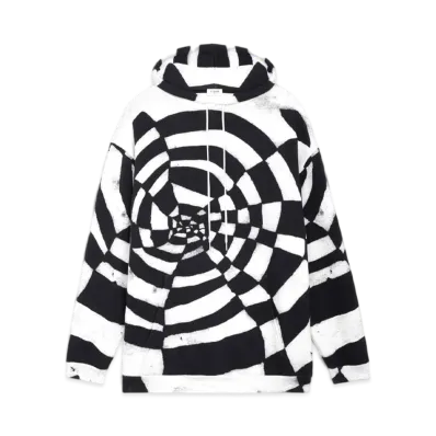 CELINE Artist Print Hoodie In Fleece "Eclu/Black"