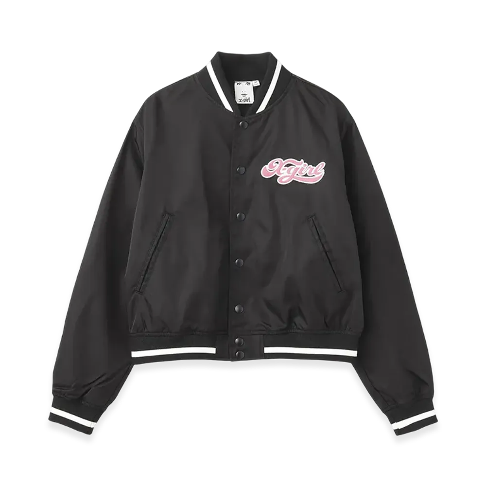 X-Girl Cheerful Logo Varsity Jacket "Black"
