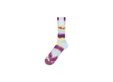 AURALEE Women's Giza High Gauge Tie-Dye Socks "Light Blue/Purple"