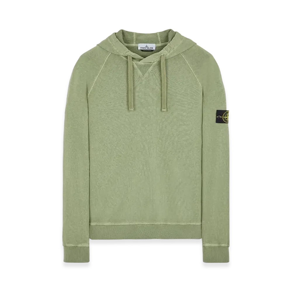 Stone Island 62160 Malfile Fleece Garment Dyed Hooded Sweatshirt - 23SS "Sage Green"