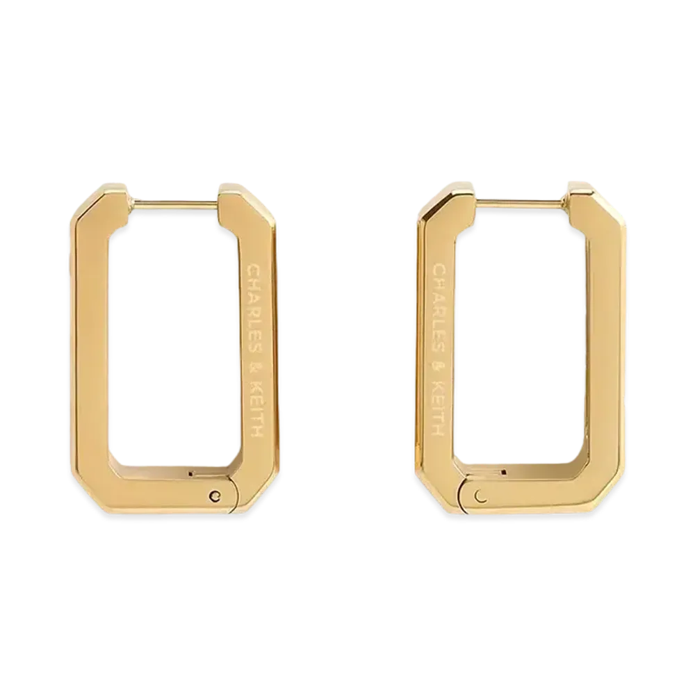 CHARLES & KEITH Kizaia Rectangle Hoop Earrings "Gold"