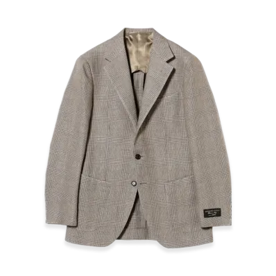 BEAMS Luigi Zanieri Cotton Linen Glen Check Jacket "Mocha"