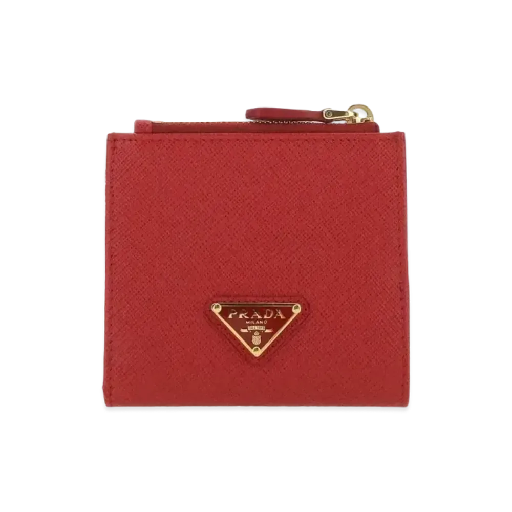 PRADA Small Saffiano Leather Wallet "Fiery Red"