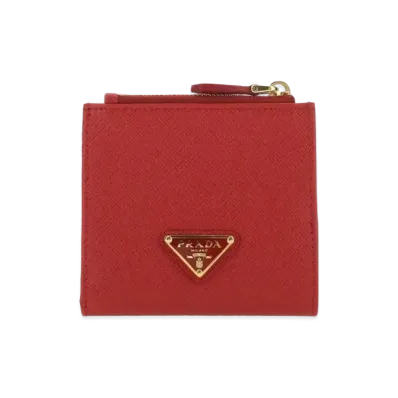 PRADA Small Saffiano Leather Wallet "Fiery Red"