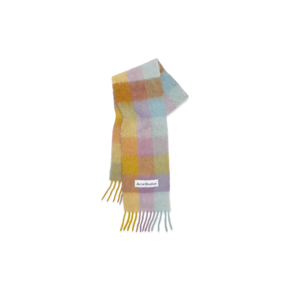 Acne Studios Mohair Check Scarf "Violet/Yellow/Blue"