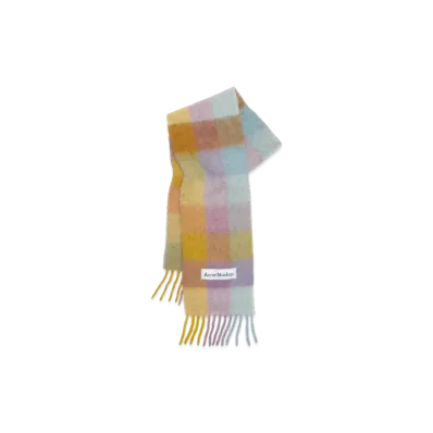 Acne Studios Mohair Check Scarf "Violet/Yellow/Blue"