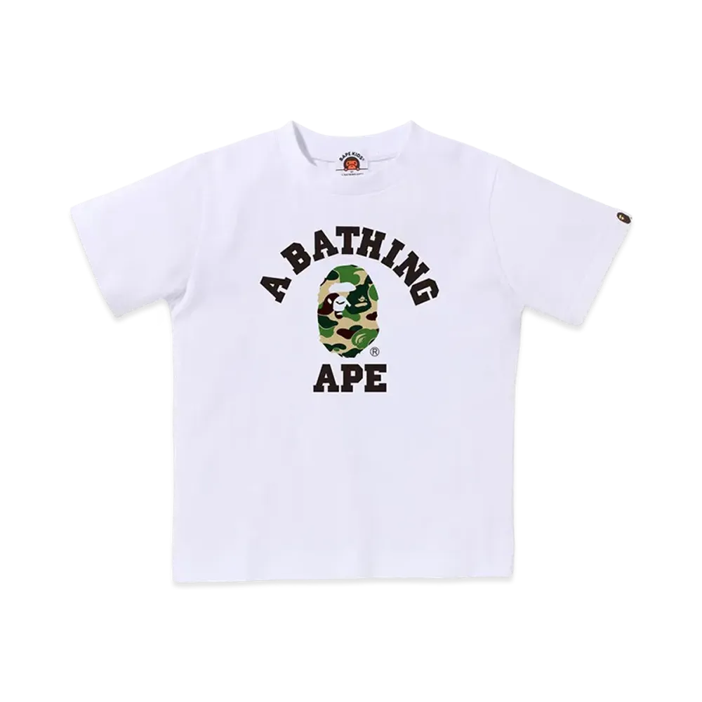 A BATHING APE Kids ABC Camo College Tee "White/Green"