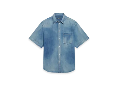 BALENCIAGA Japanese Soft Denim Regular Short Sleeve Shirt "Blue"