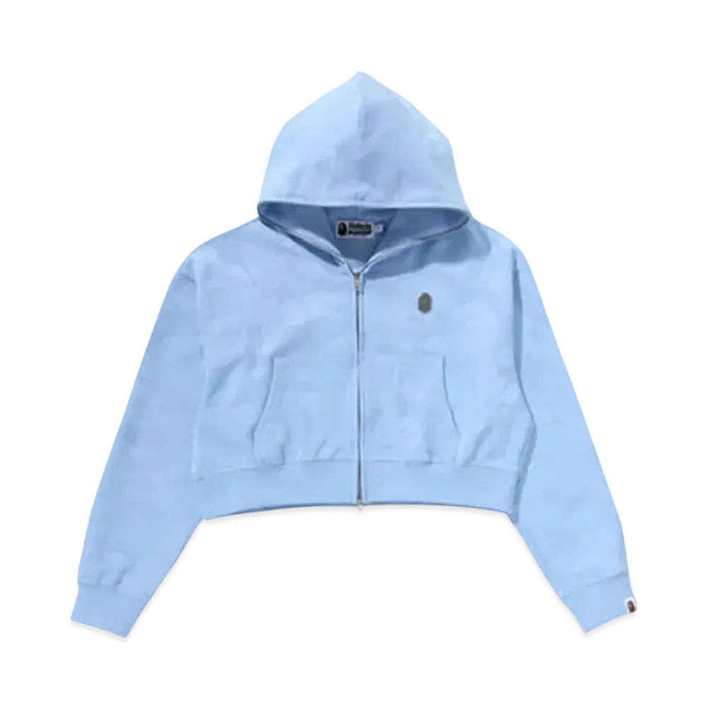 A BATHING APE Solid Camo Jacquard One Point Cropped Zip Hoodie "Sax"