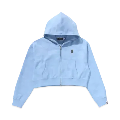 A BATHING APE Solid Camo Jacquard One Point Cropped Zip Hoodie "Sax"
