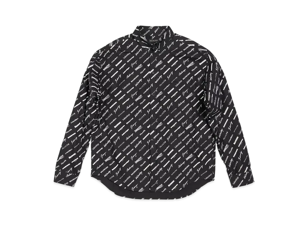 BALENCIAGA MENS Logomania All Over Shirt Large Fit "Black"