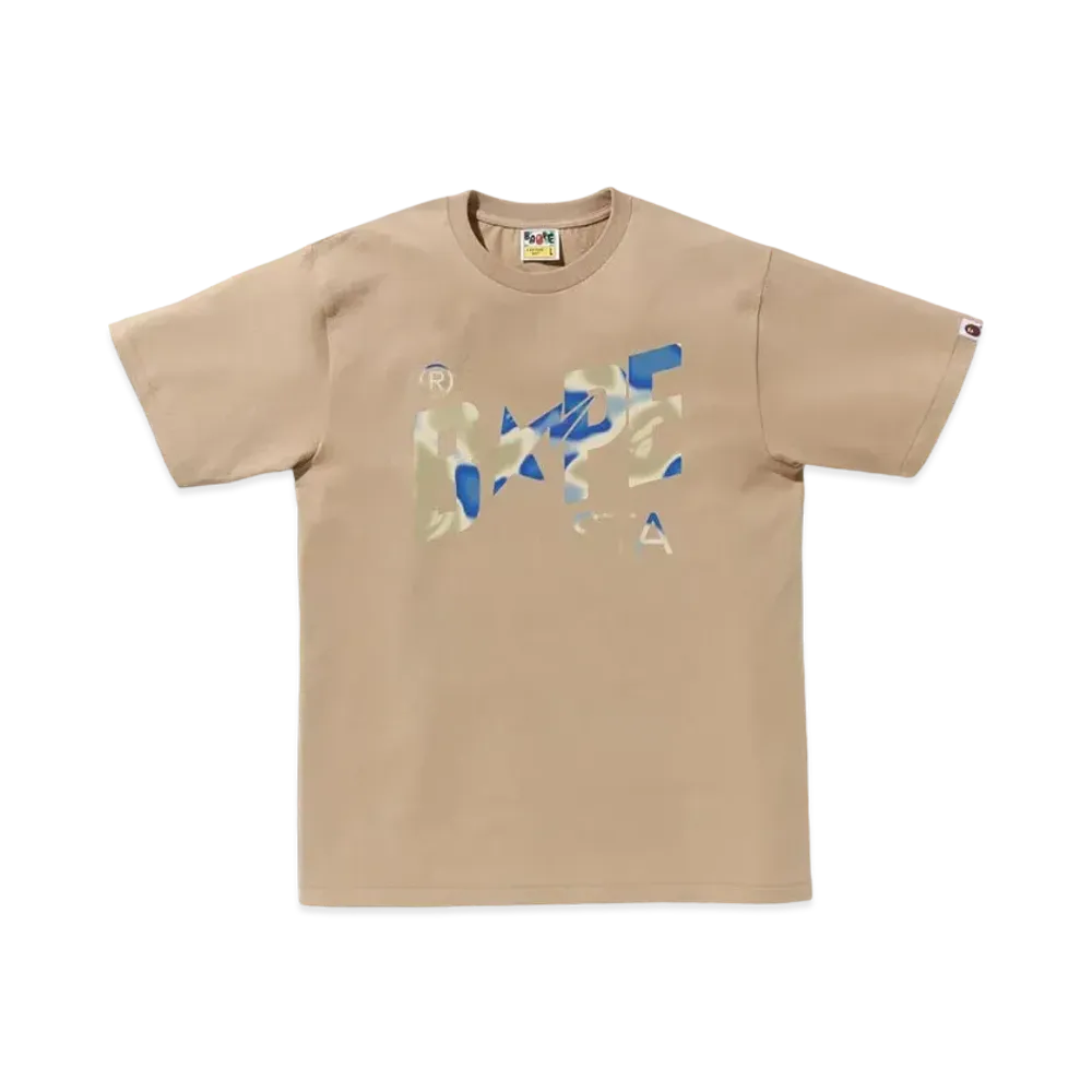 A BATHING APE Liquid Camo Bape Sta Logo Tee "Beige"