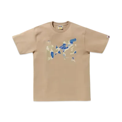 A BATHING APE Liquid Camo Bape Sta Logo Tee "Beige"