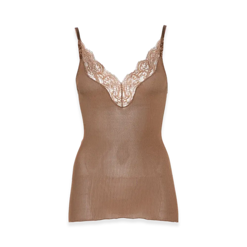Saint Laurent Women's Silk Tank Top "Brown"