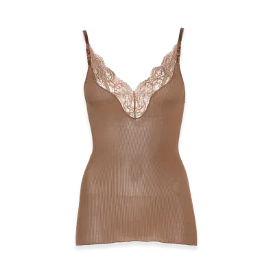 Saint Laurent Women's Silk Tank Top "Brown"