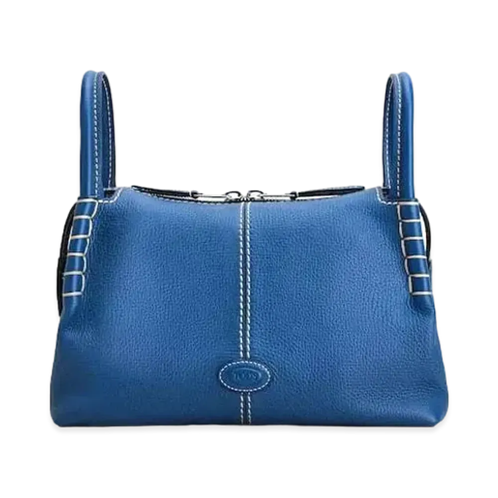 TOD'S Boston Bag In Leather Small "Blue"