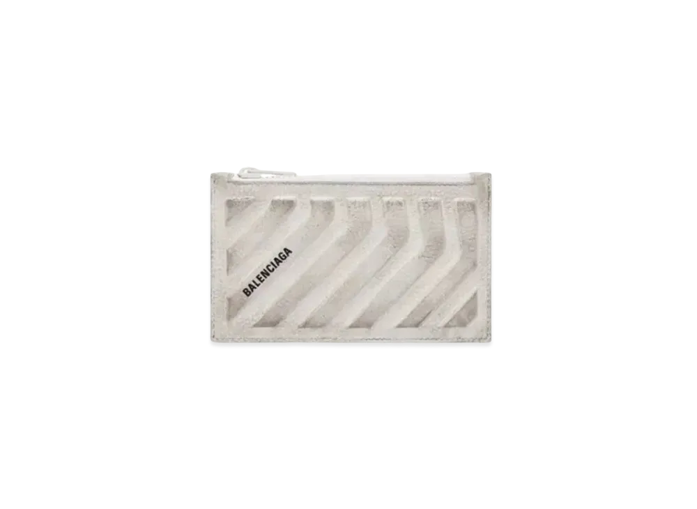 BALENCIAGA Car Long Coin & Card Holder Distressed "White"