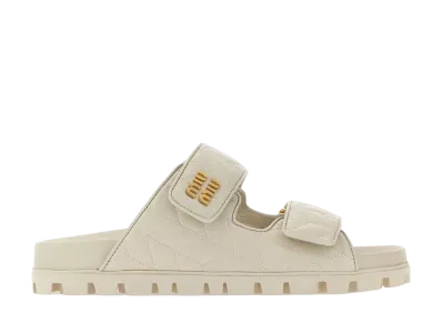 MIU MIU Women's Matelasse Nappa Leather Sandals "White"