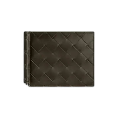 Bottega Veneta Intrecciato Bill Clip Wallet "Khaki/Dark Praline"