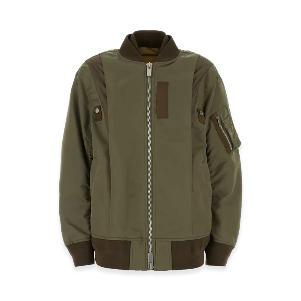 sacai Women's Nylon Bomber Jacket "Army Green"
