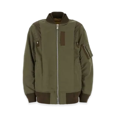sacai Women's Nylon Bomber Jacket "Army Green"