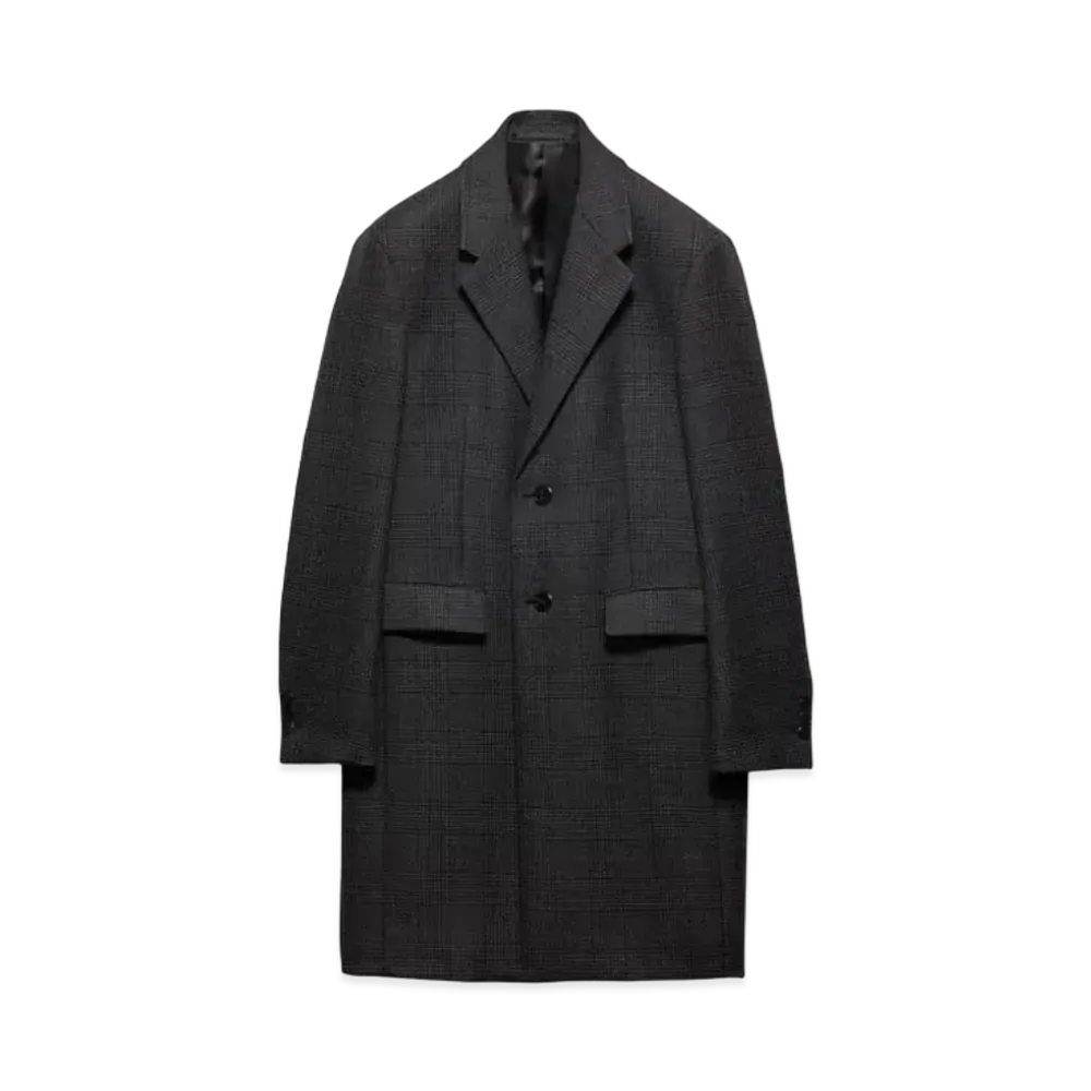 PRADA Men's Single-Breasted Wool Coat "Dark Gray"